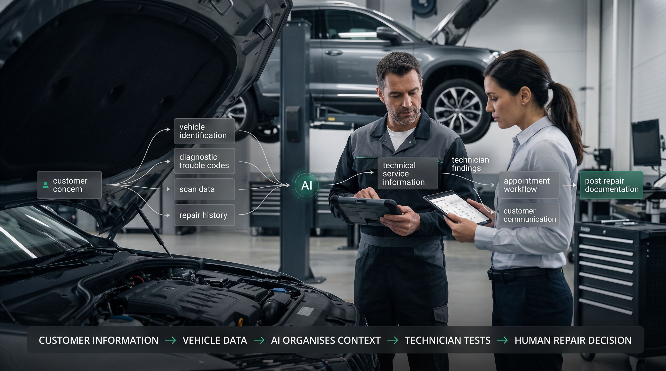 Automotive AI workflows for auto repair shops