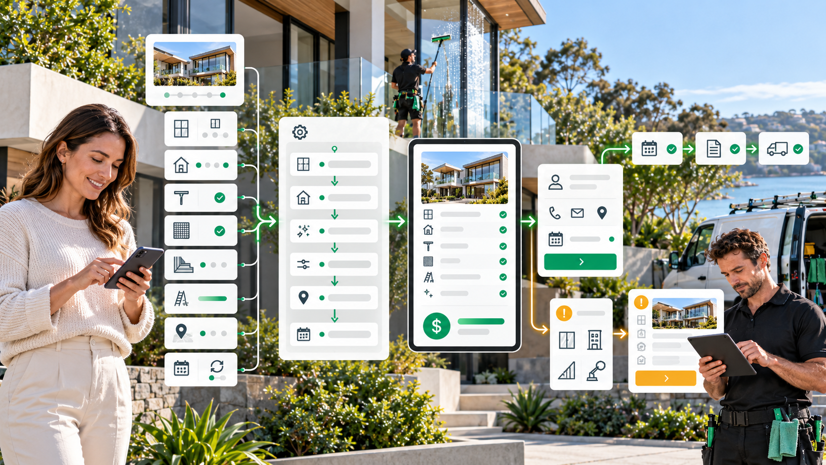 Window cleaning quote workflow illustration