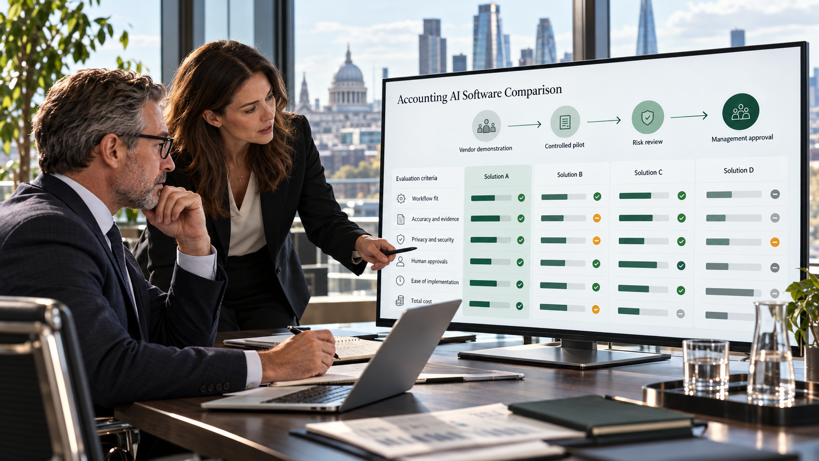 Accounting AI software vendor comparison scorecard reviewed by UK accounting firm partners
